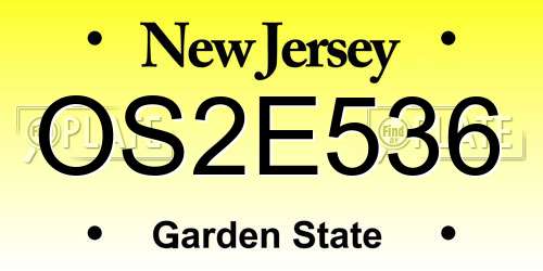 OS2E536 New Jersey License Plate