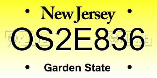 OS2E836 New Jersey License Plate
