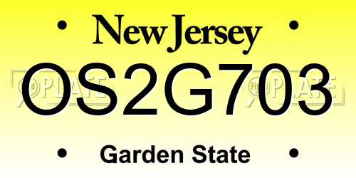 OS2G703 New Jersey License Plate