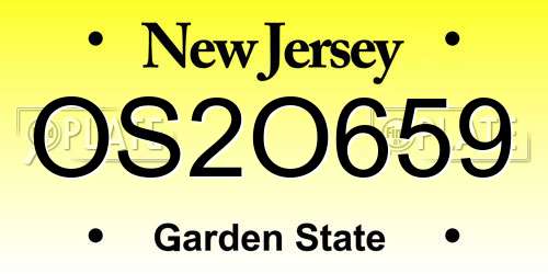 OS2O659 New Jersey License Plate