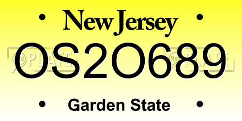 OS2O689 New Jersey License Plate