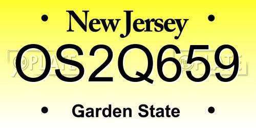 OS2Q659 New Jersey License Plate