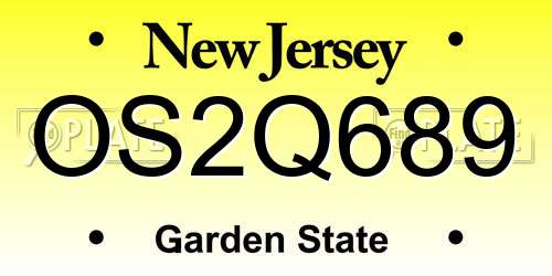 OS2Q689 New Jersey License Plate
