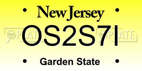 OS2S7I New Jersey License Plate
