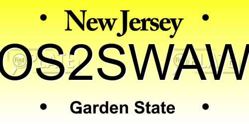 OS2SWAW New Jersey License Plate