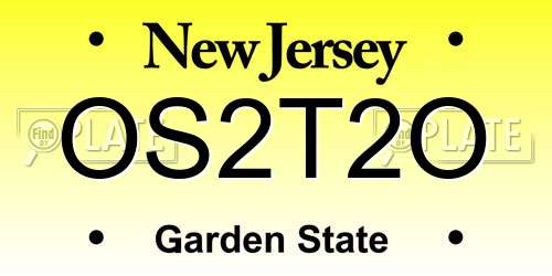OS2T2O New Jersey License Plate