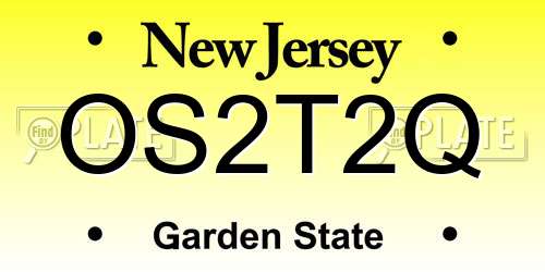 OS2T2Q New Jersey License Plate