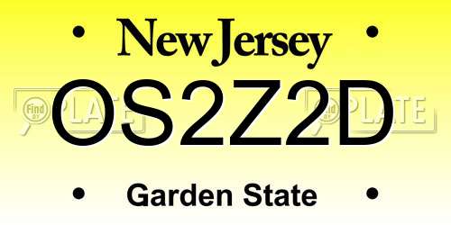 OS2Z2D New Jersey License Plate