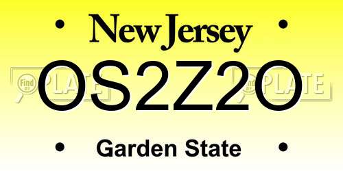 OS2Z2O New Jersey License Plate