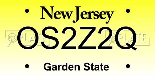 OS2Z2Q New Jersey License Plate