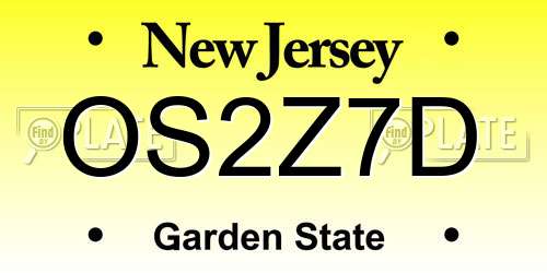 OS2Z7D New Jersey License Plate