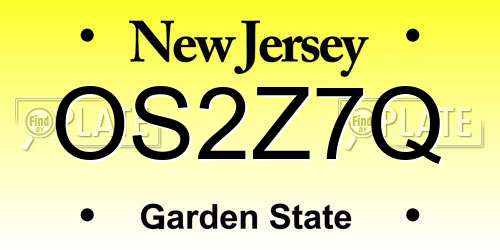 OS2Z7Q New Jersey License Plate