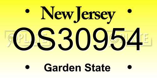 OS30954 New Jersey License Plate