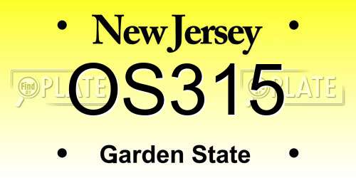 OS315 New Jersey License Plate