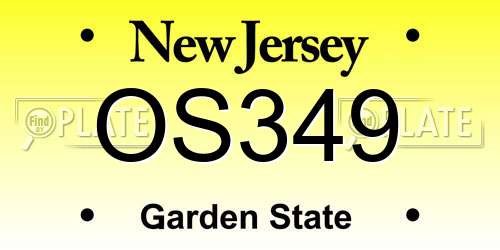 OS349 New Jersey License Plate