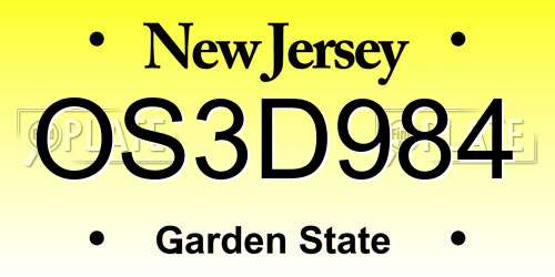 OS3D984 New Jersey License Plate