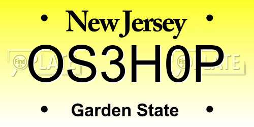 OS3H0P New Jersey License Plate