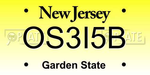 OS3I5B New Jersey License Plate