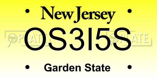 OS3I5S New Jersey License Plate