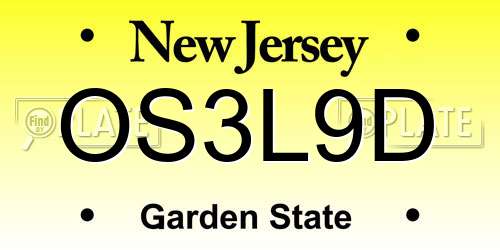 OS3L9D New Jersey License Plate