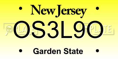 OS3L9O New Jersey License Plate