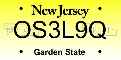 OS3L9Q New Jersey License Plate