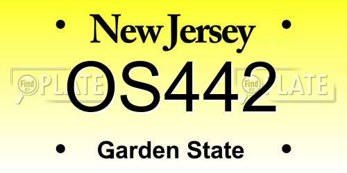 OS442 New Jersey License Plate