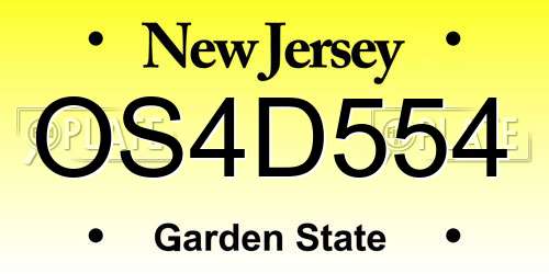 OS4D554 New Jersey License Plate
