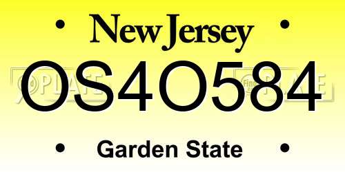 OS4O584 New Jersey License Plate