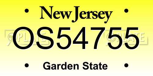 OS54755 New Jersey License Plate