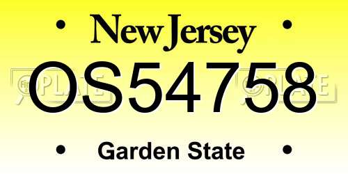 OS54758 New Jersey License Plate