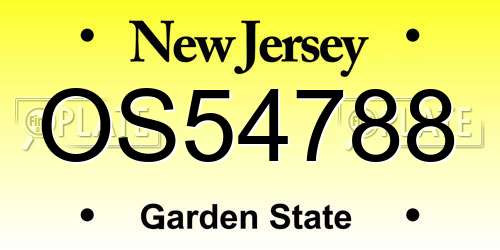 OS54788 New Jersey License Plate