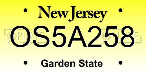 OS5A258 New Jersey License Plate