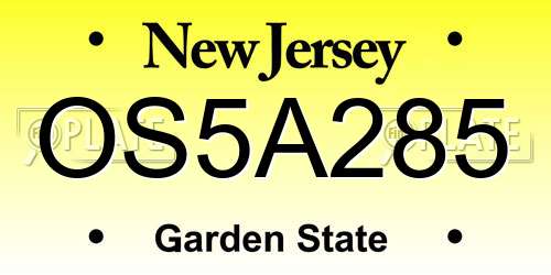 OS5A285 New Jersey License Plate