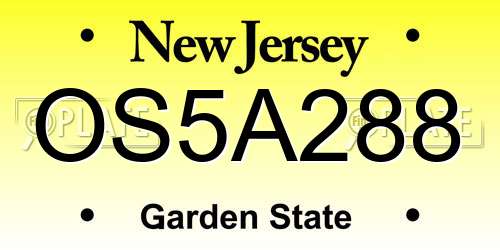 OS5A288 New Jersey License Plate