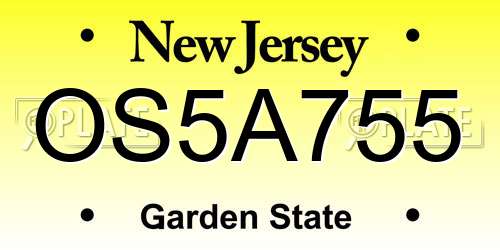 OS5A755 New Jersey License Plate
