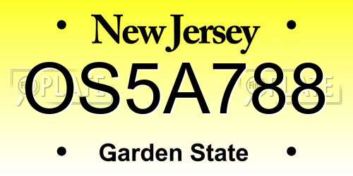 OS5A788 New Jersey License Plate