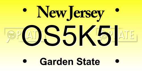 OS5K5I New Jersey License Plate