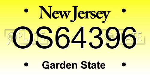 OS64396 New Jersey License Plate