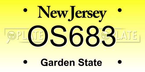 OS683 New Jersey License Plate