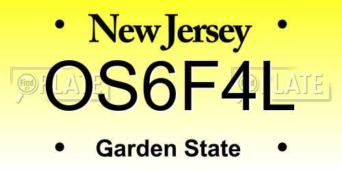OS6F4L New Jersey License Plate