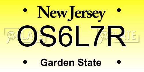 OS6L7R New Jersey License Plate