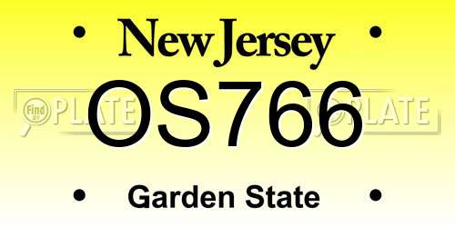 OS766 New Jersey License Plate