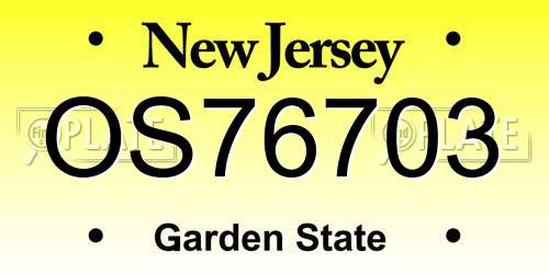 OS76703 New Jersey License Plate