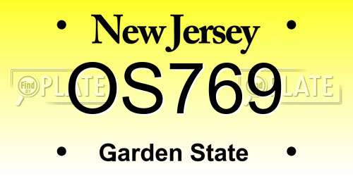OS769 New Jersey License Plate