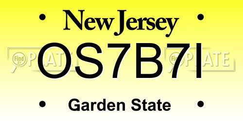OS7B7I New Jersey License Plate