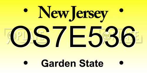 OS7E536 New Jersey License Plate