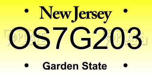 OS7G203 New Jersey License Plate