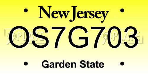 OS7G703 New Jersey License Plate