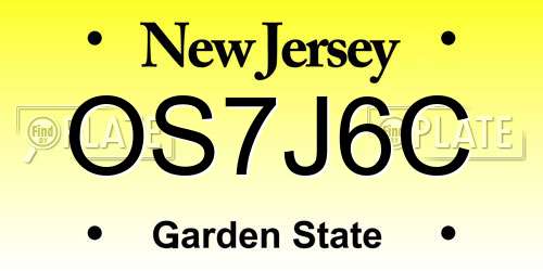 OS7J6C New Jersey License Plate